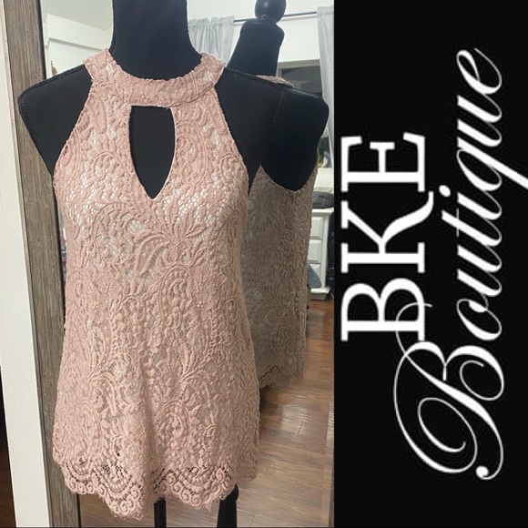 BKE Tops - BKE Boutique | Eyelash Lace Dusty Rose Eyelet Tank